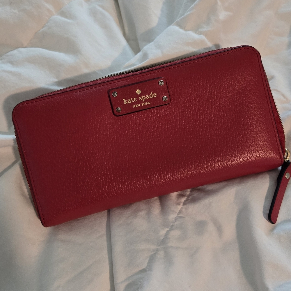 Kate Spade New York Red Leather Zip-Around Wallet